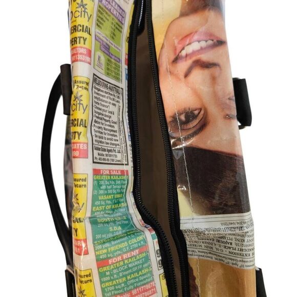 Karma Living laminated newspapers medium sized  tote. - Picture 6 of 8